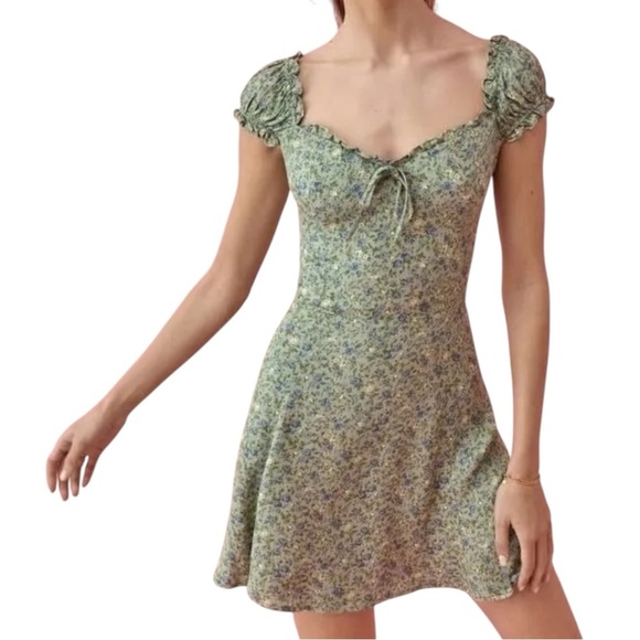 Reformation Dresses & Skirts - Reformation Women's Pacey Fit & Flare Mini Dress | Sz 6 | Sprite Green Floral